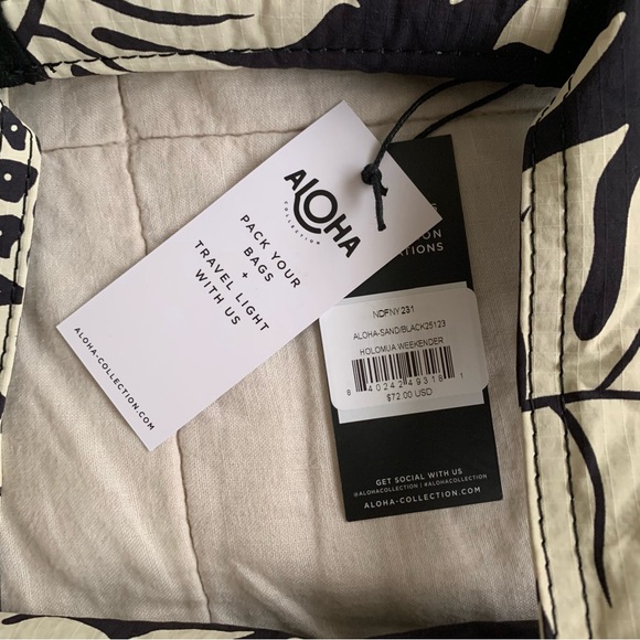 Aloha Collection Holomua Weekender Black and Cream Print Women's Bag New - Picture 2 of 5